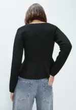Buttoned peplum knit cardigan
