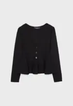 Buttoned peplum knit cardigan