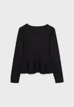 Buttoned peplum knit cardigan