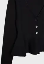 Buttoned peplum knit cardigan