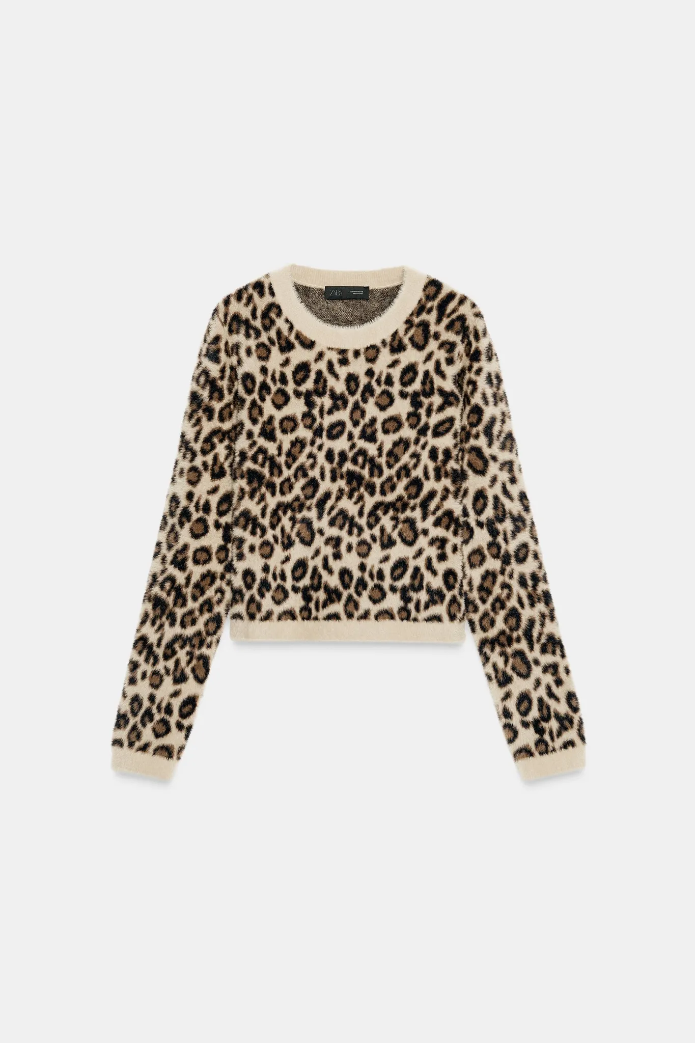 ANIMAL PRINT FAUX FUR KNIT JUMPER
