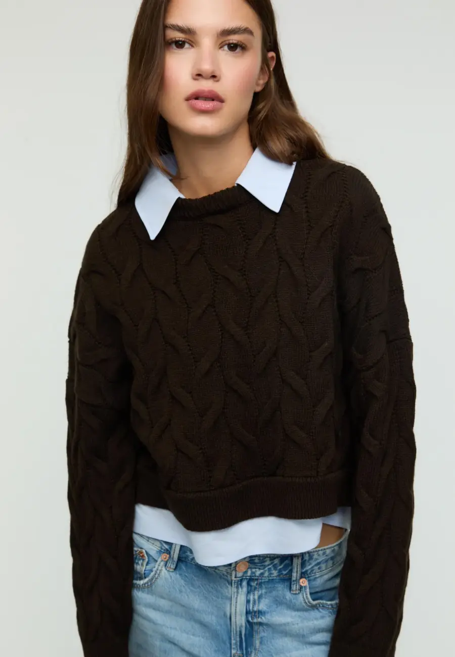 Contrast knit sweater