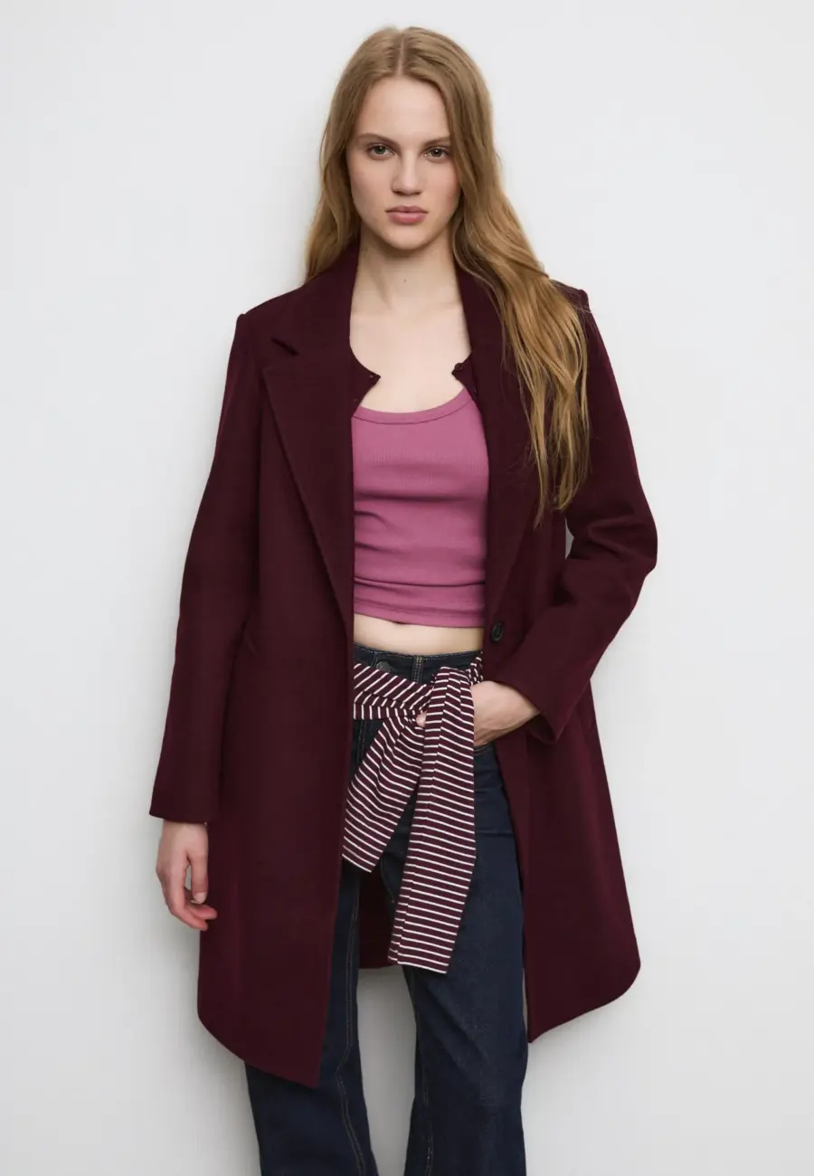Soft-touch button-up midi coat