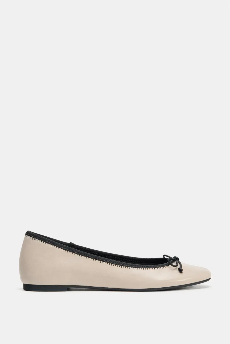 CONTRAST LEATHER BALLET FLATS