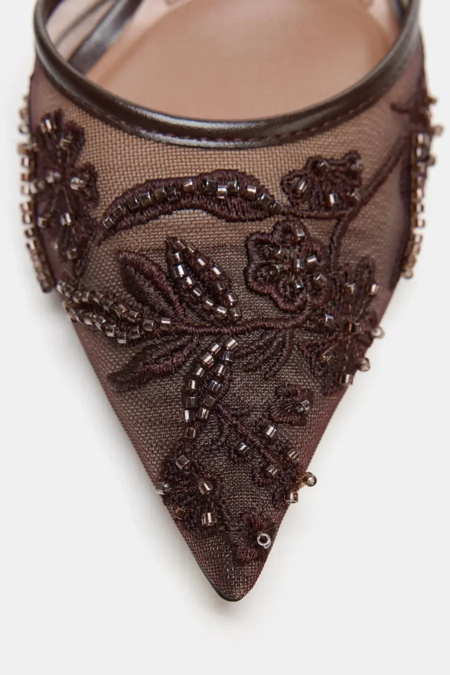 MESH HEEL SHOES WITH RHINESTONES