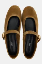 SPLIT SUEDE BALLERINAS
