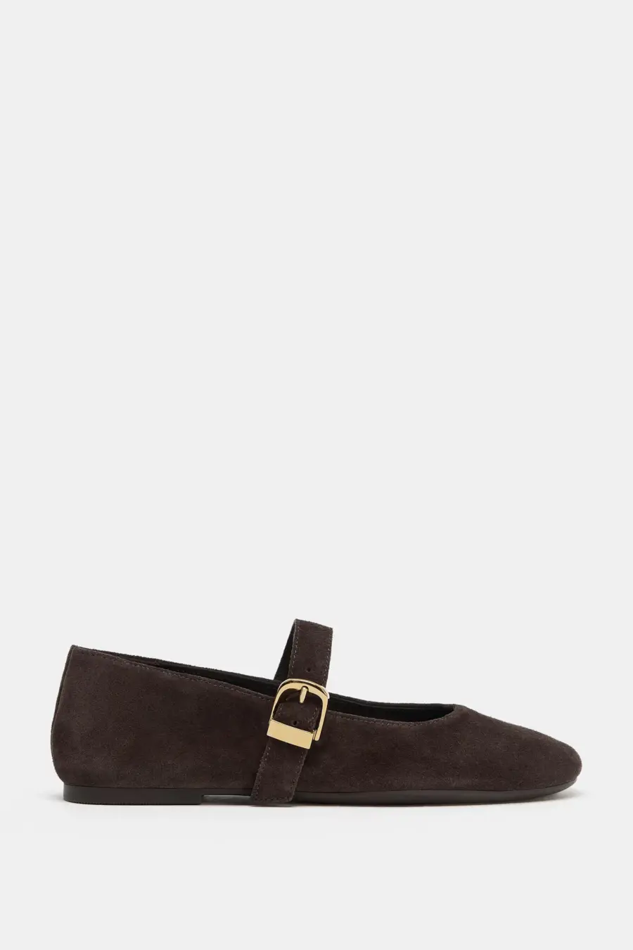 BUCKLED SPLIT SUEDE BALLET FLATS