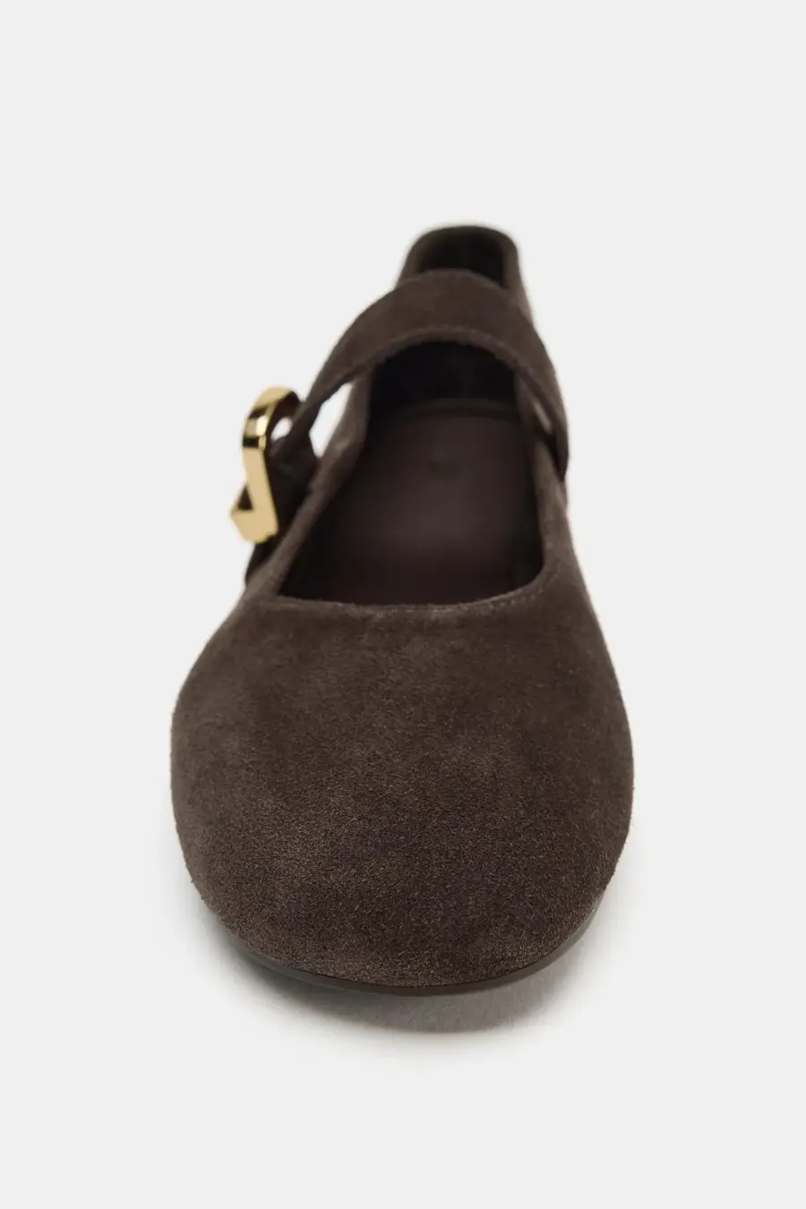 BUCKLED SPLIT SUEDE BALLET FLATS