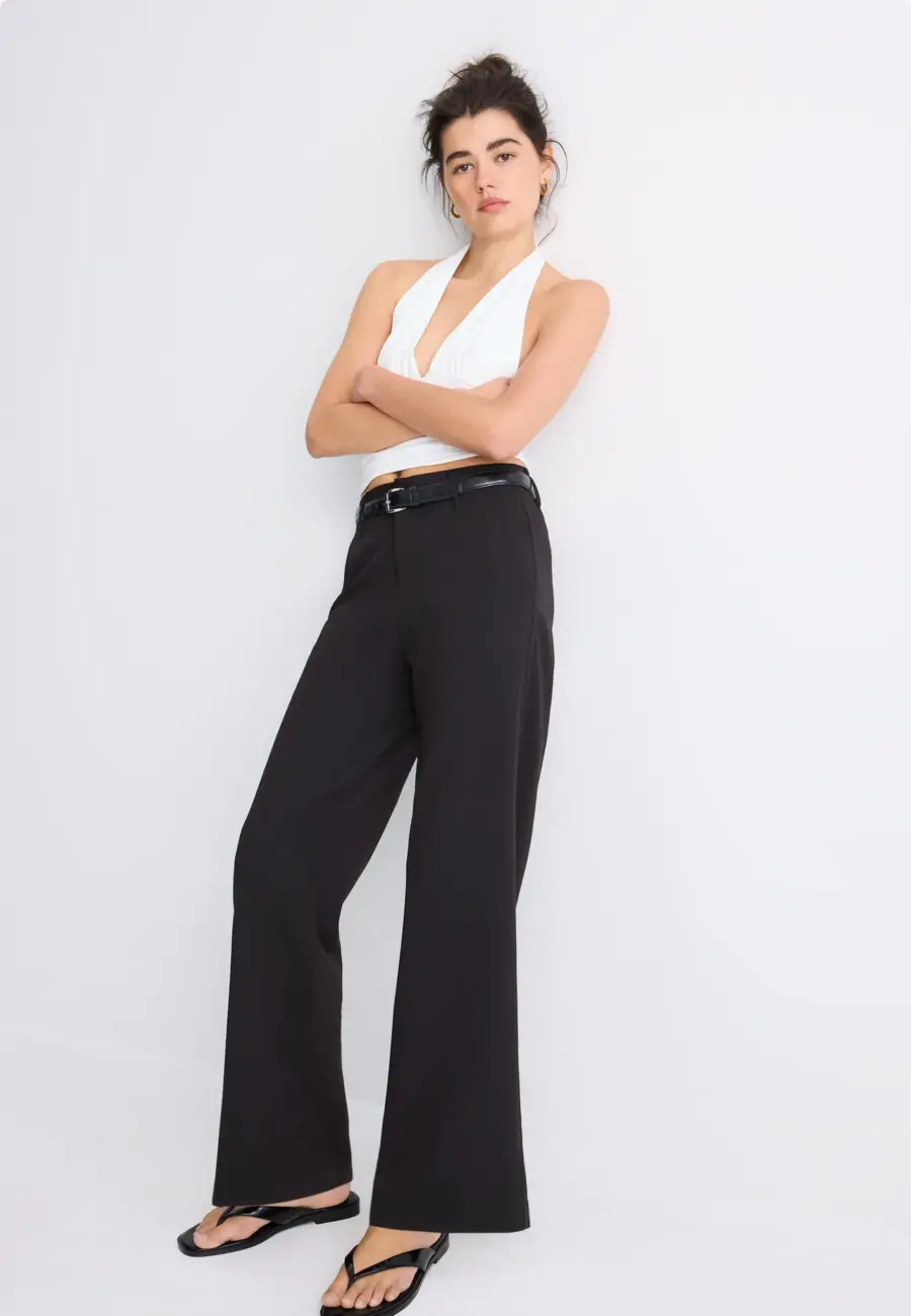 Flowing straight-leg smart trousers with belt