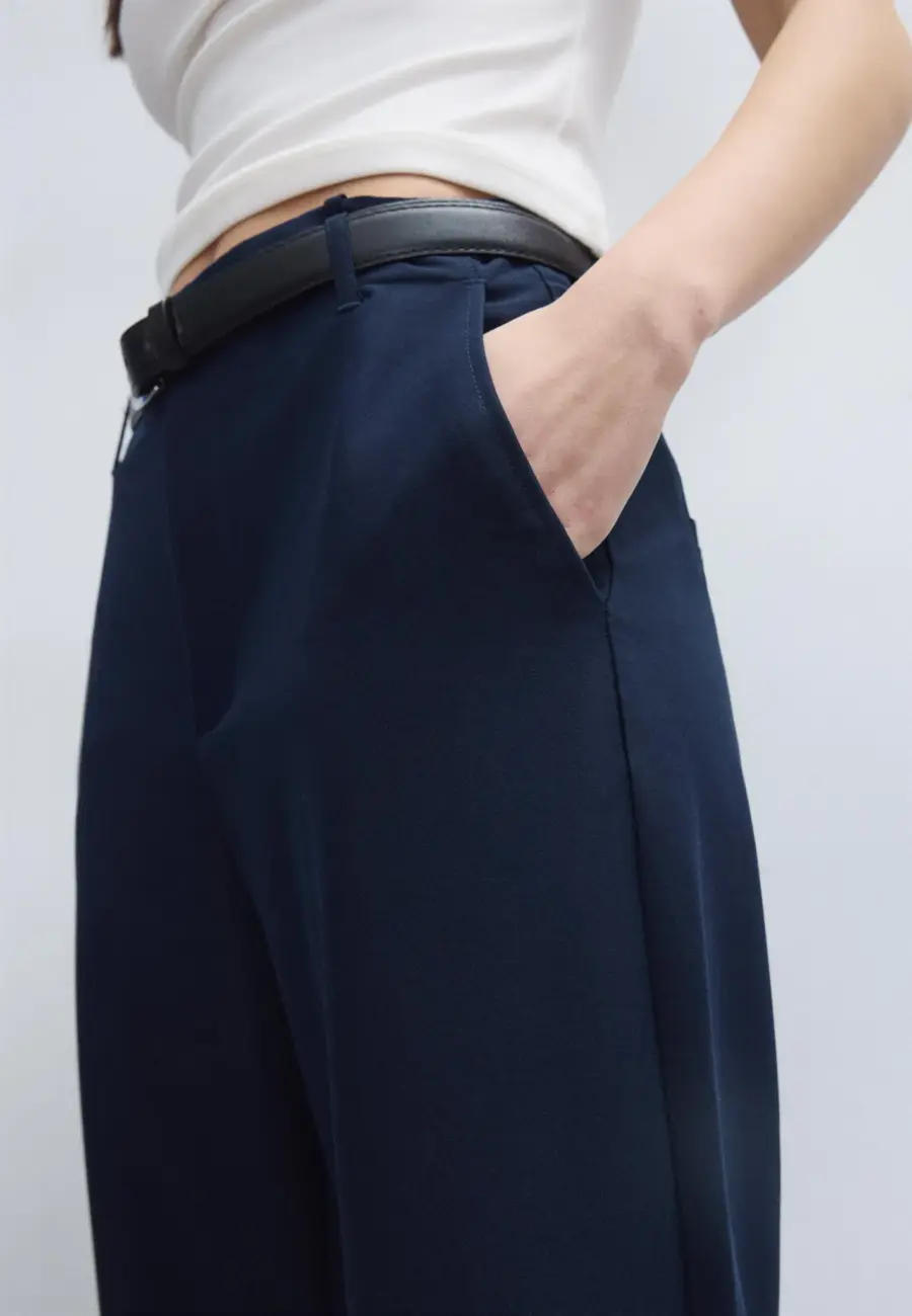 Flowing straight-leg smart trousers with belt