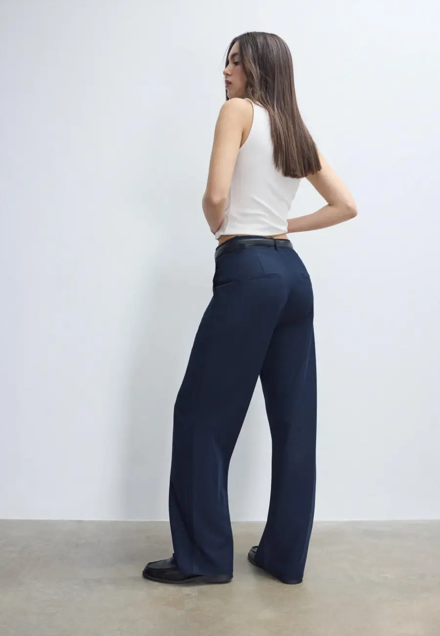Flowing straight-leg smart trousers with belt