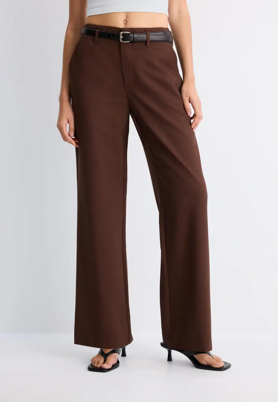 Flowing straight-leg smart trousers with belt