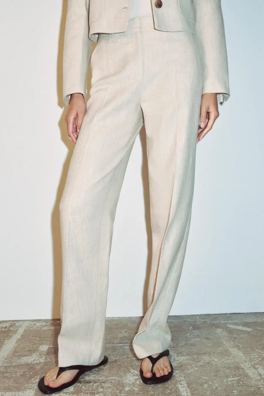 RUSTIC WEAVE STRAIGHT-LEG TROUSERS