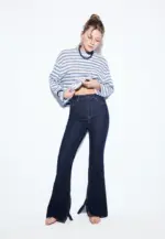 D74 Flared jeans with slit