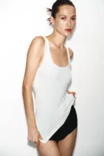 WIDE STRAP POLYAMIDE T-SHIRT
