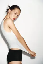 WIDE STRAP POLYAMIDE T-SHIRT