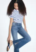 D74 Flared jeans with slit