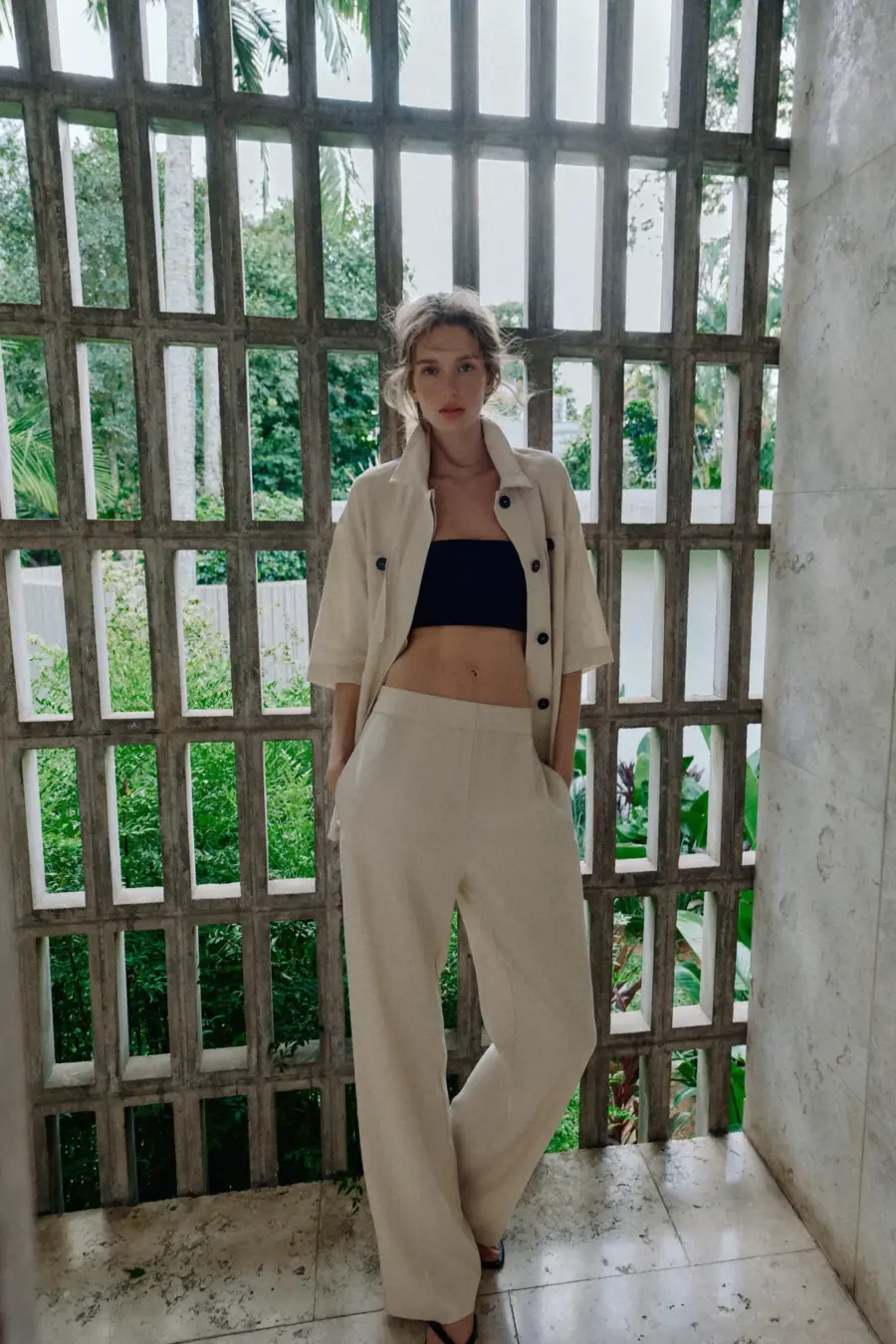 LINEN BLEND SAFARI TROUSERS