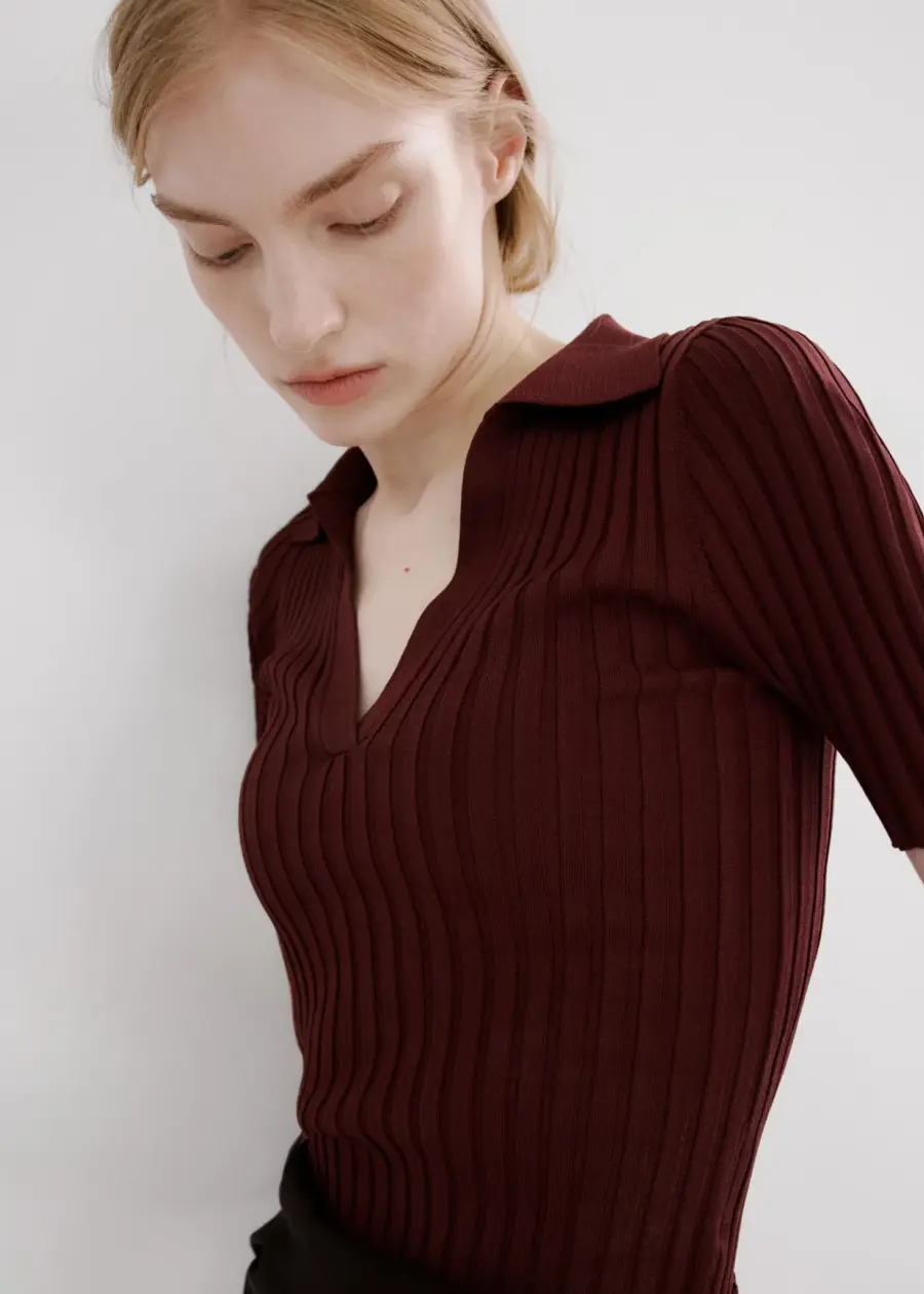 V-neck knit sweater
