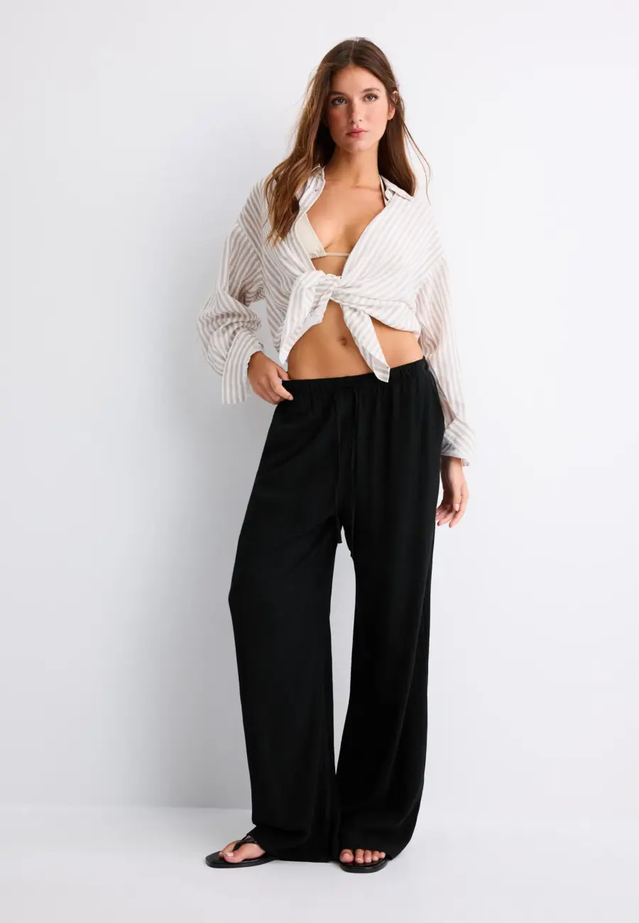 Linen-like straight pants
