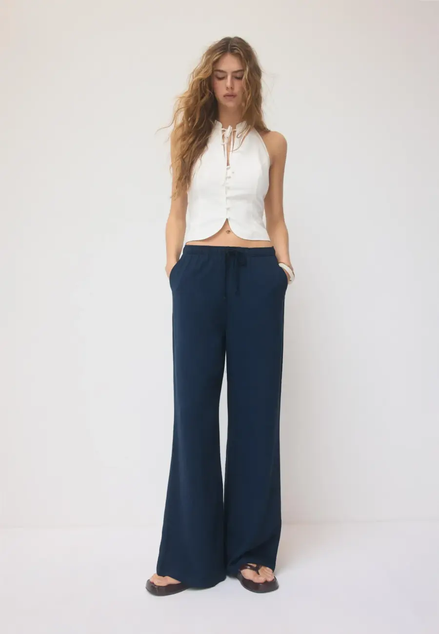 Linen-like straight pants
