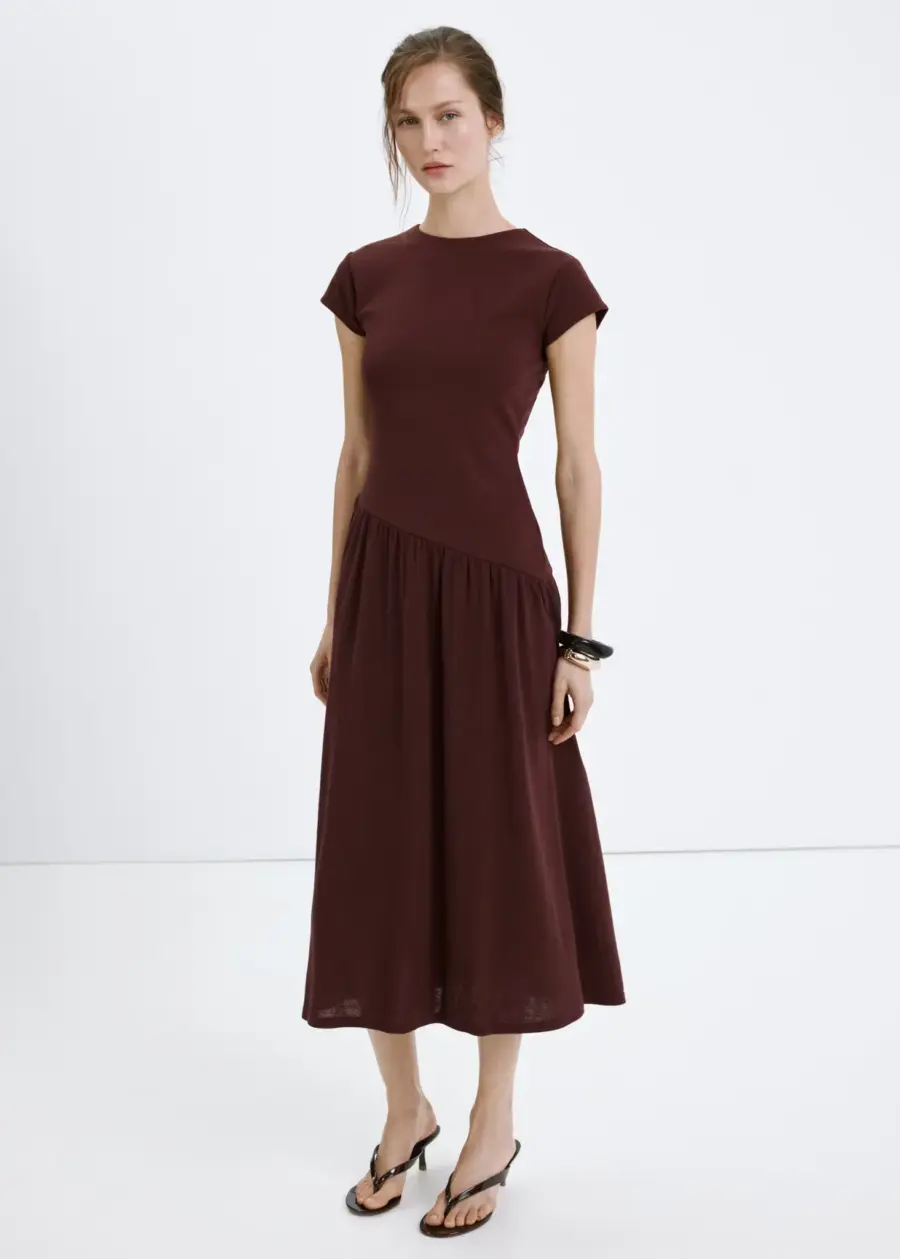 Asymmetric cut short-sleeve dress