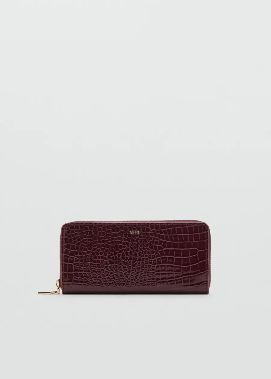 Large shiny croc-effect wallet