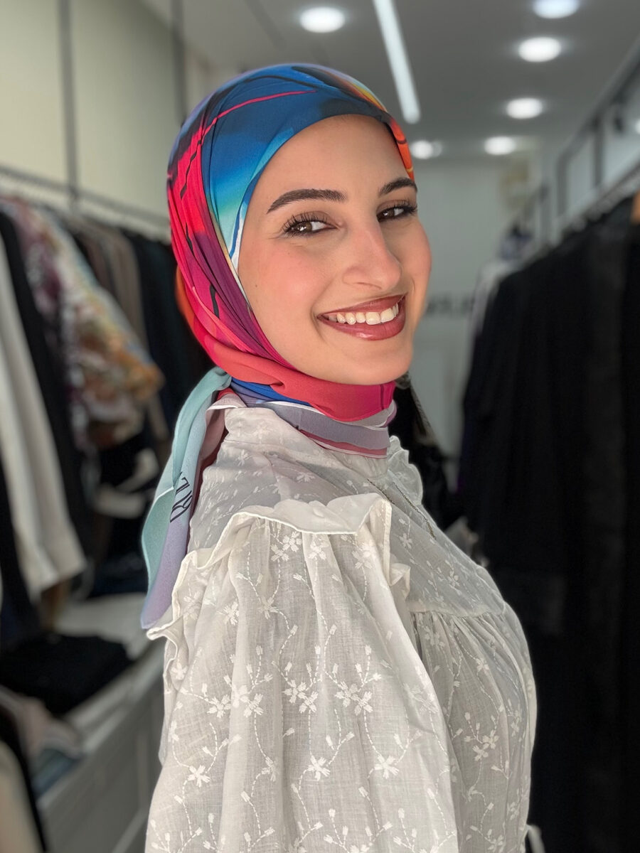 شيفون تركي مربع معرّق | Printed Square Hijab