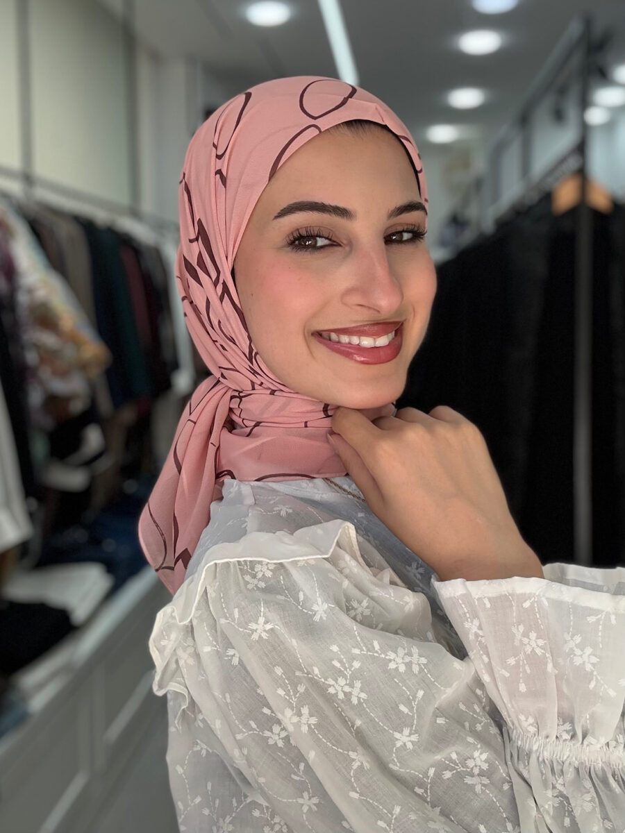 شيفون تركي مربع معرّق | Printed Square Hijab