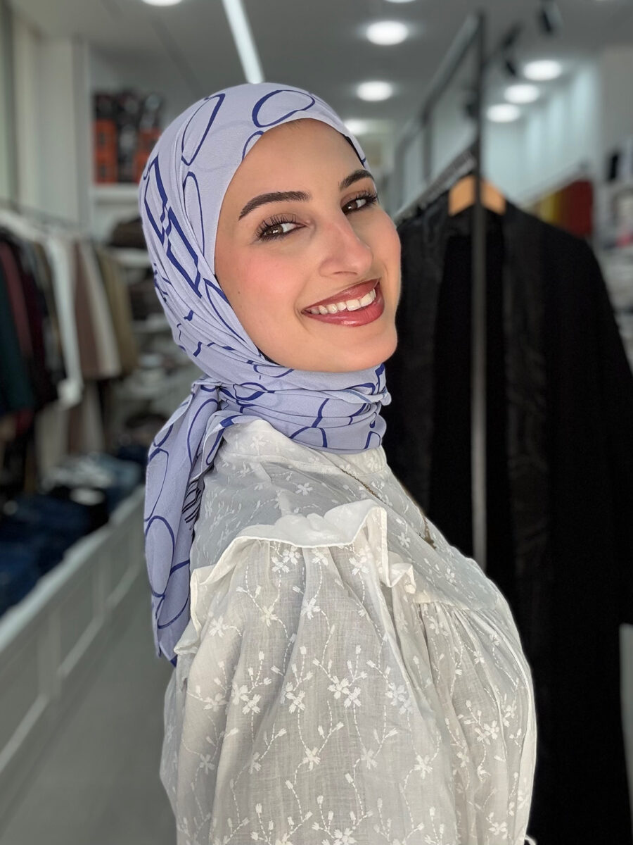 شيفون تركي مربع معرّق | Printed Square Hijab