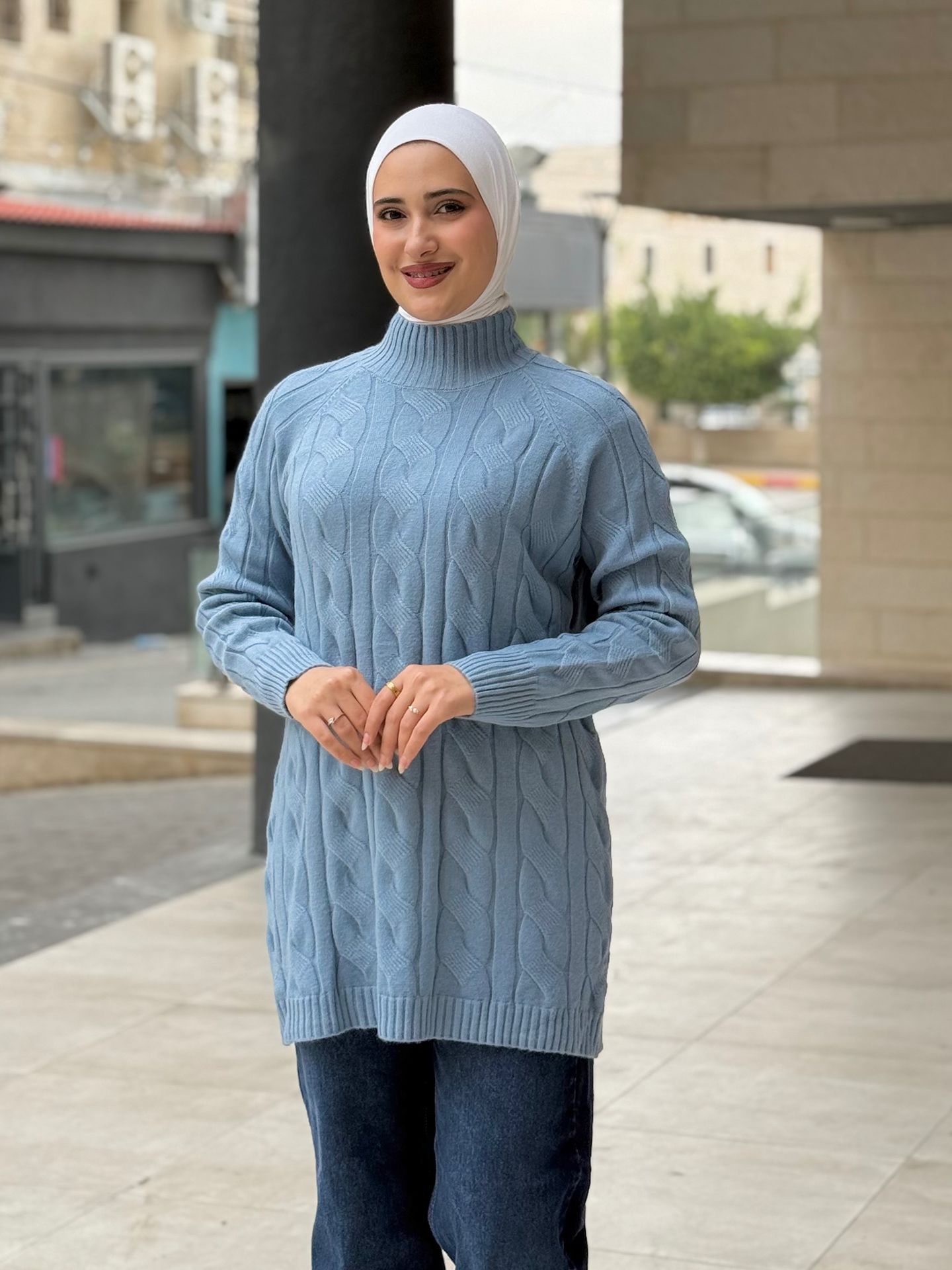 بلوز صوف أزرق فاتح | Light Blue Blouse