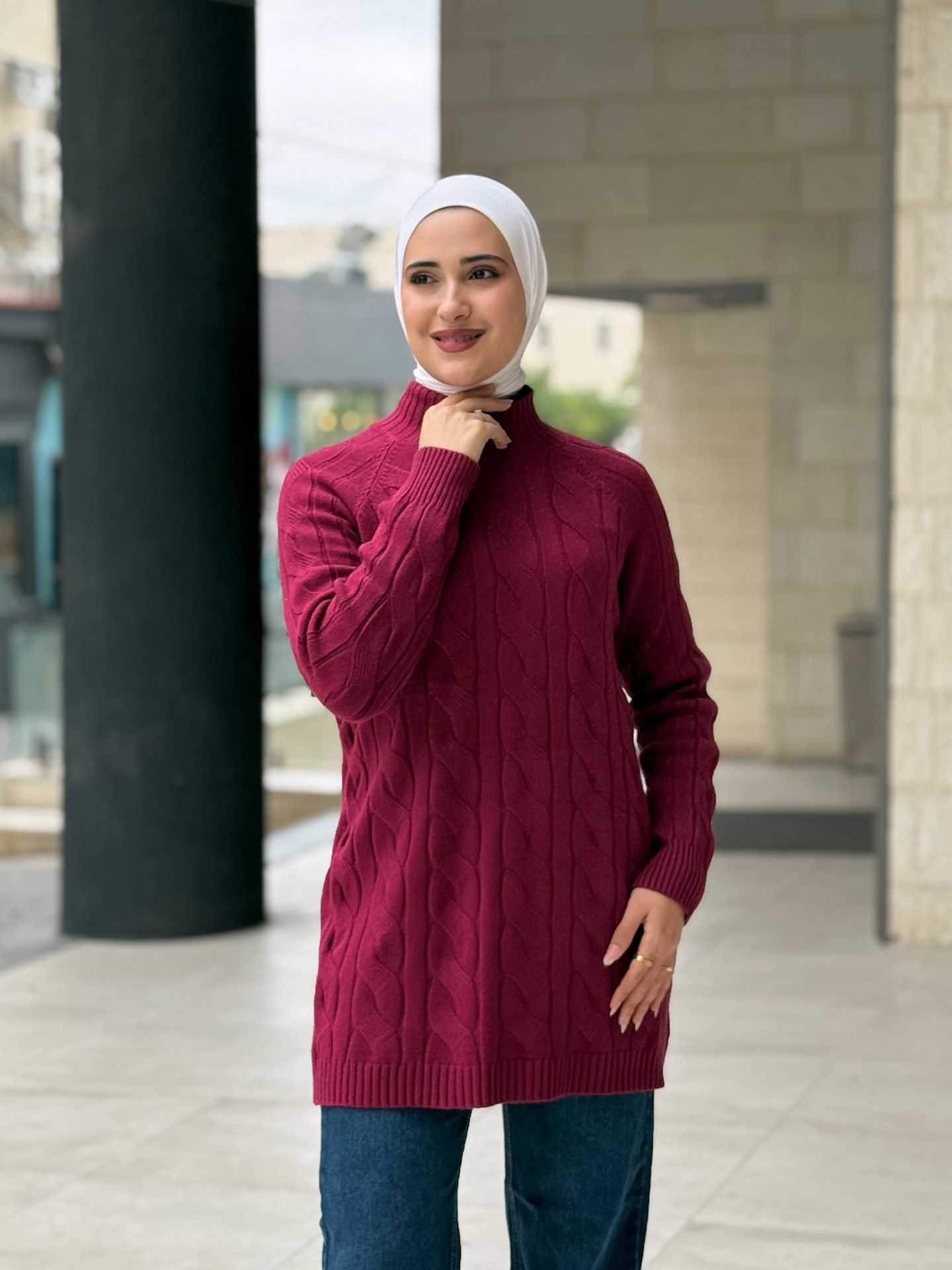 بلوز صوف خمري | Bordo Blouse