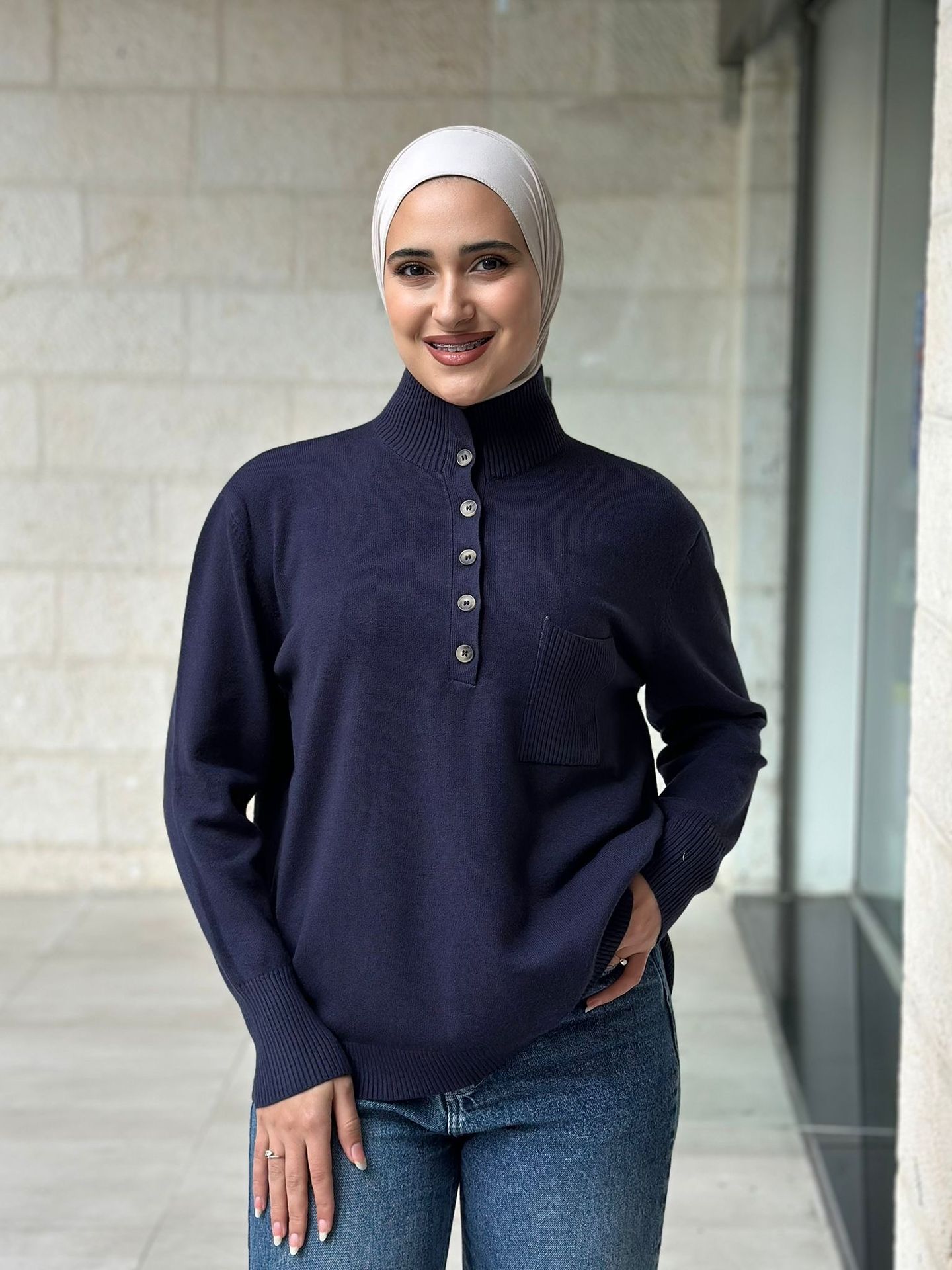 بلوز صوف أزرار | Wool Blouse