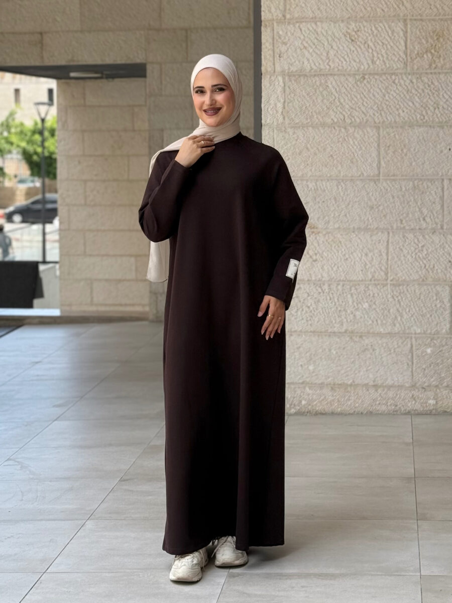 فستان قطن اويشو صيفي بني