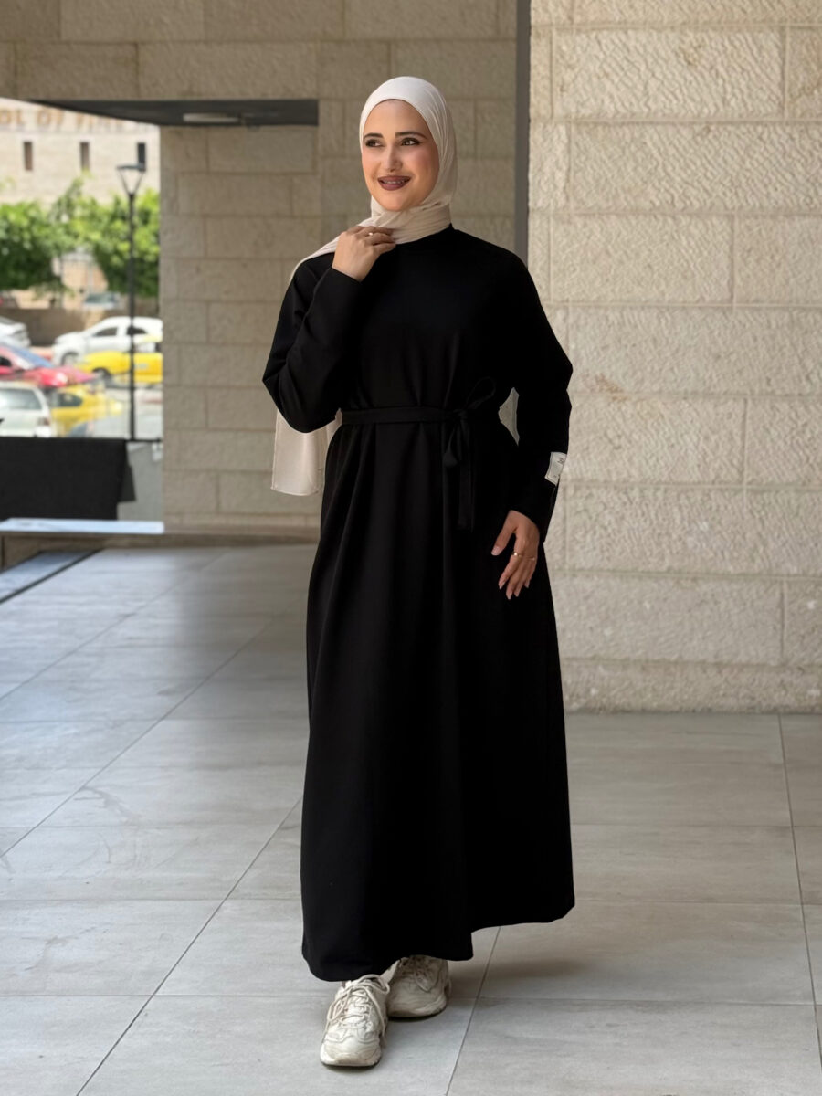 فستان قطن اويشو صيفي أسود