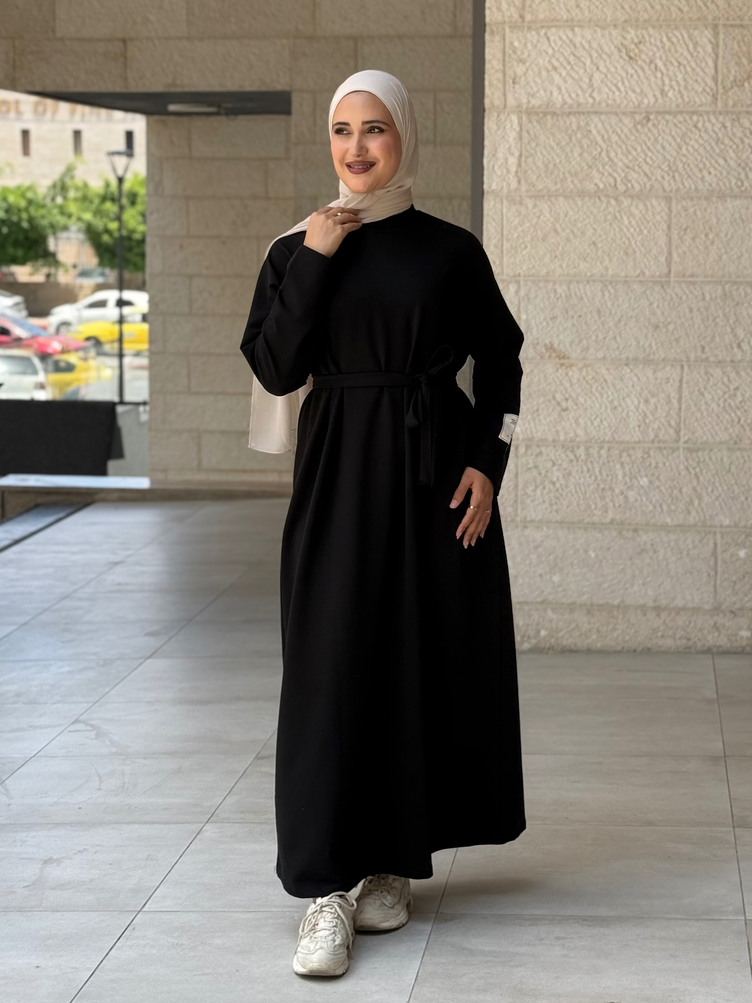 فستان قطن اويشو صيفي أسود