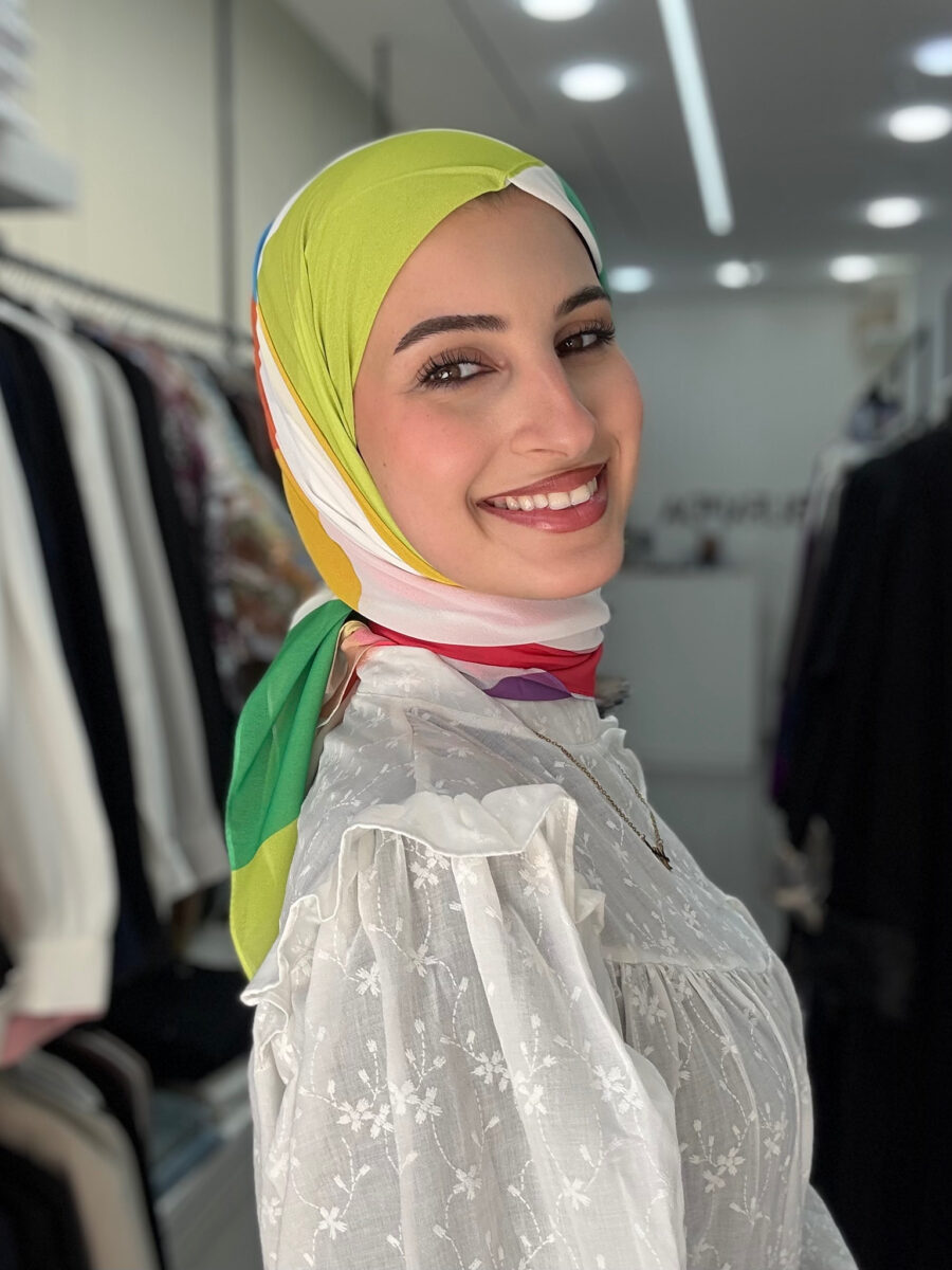 شيفون تركي مربع معرّق | Printed Square Hijab