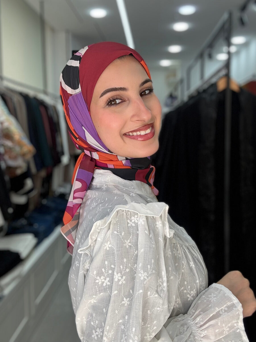 شيفون تركي مربع معرّق | Printed Square Hijab