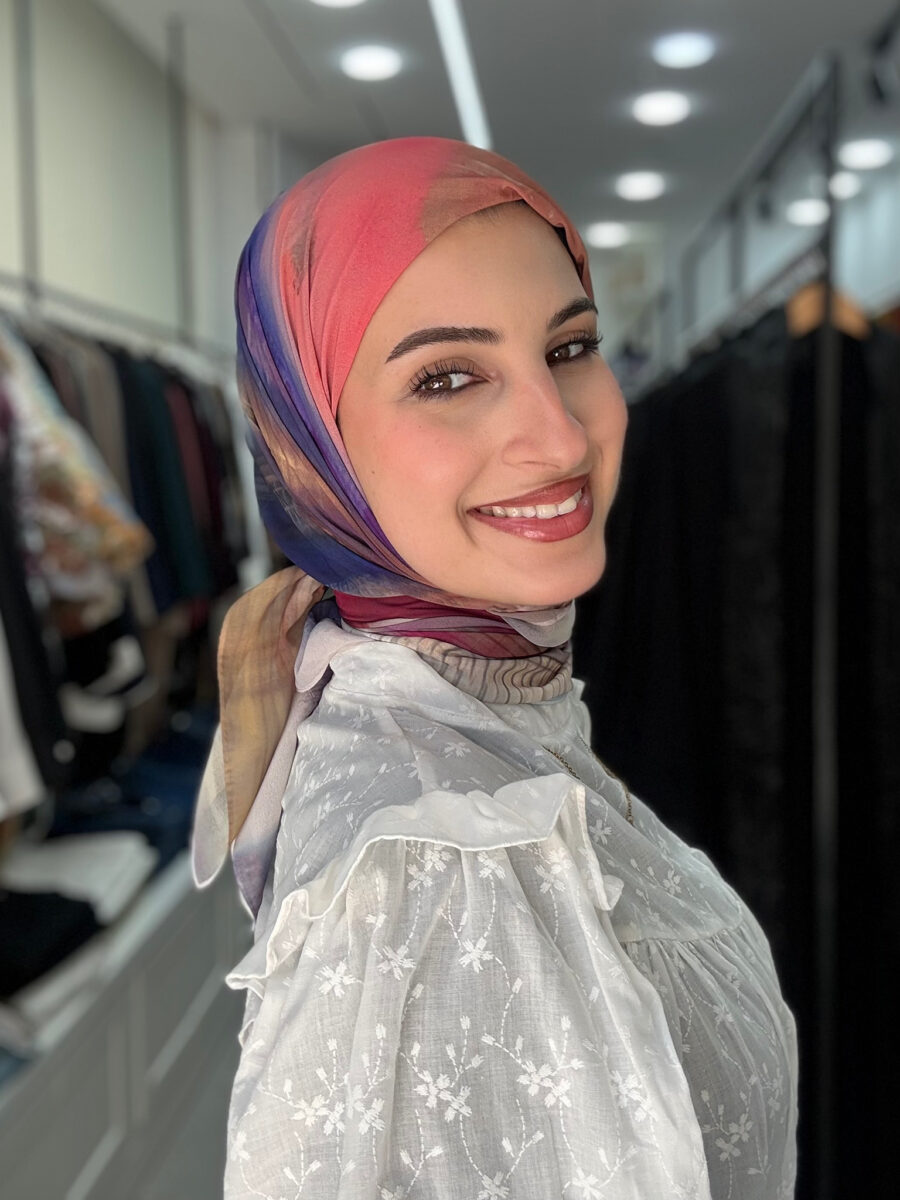 شيفون تركي مربع معرّق | Printed Square Hijab