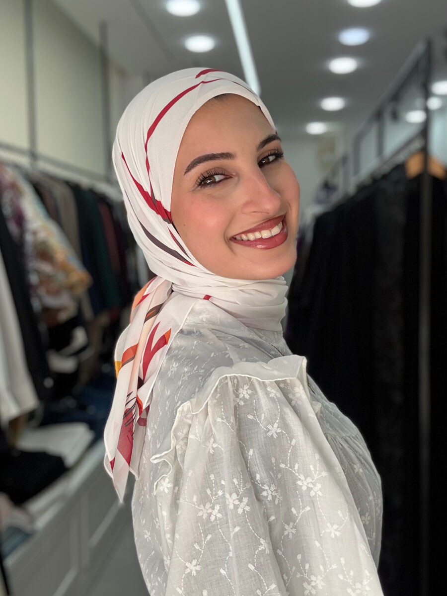 شيفون تركي مربع معرّق | Printed Square Hijab
