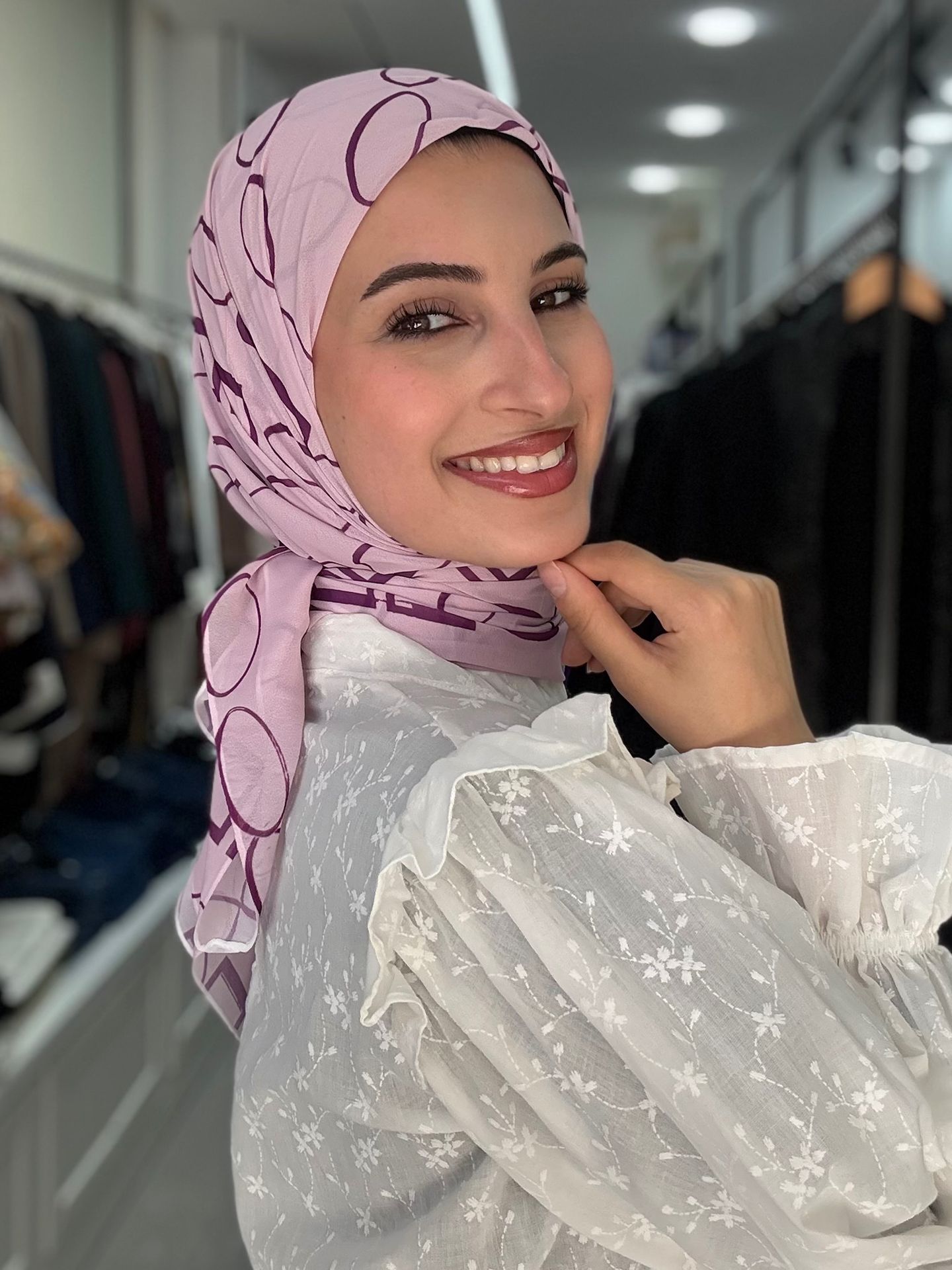 شيفون تركي مربع معرّق | Printed Square Hijab