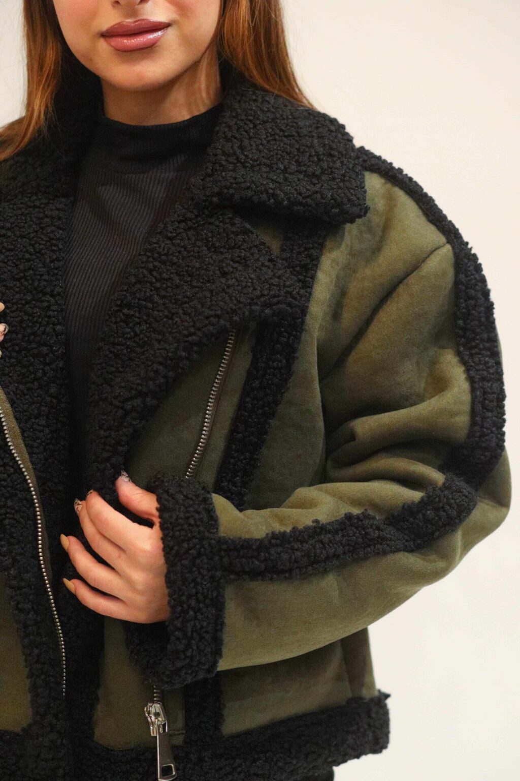 Suede and short fur jacket