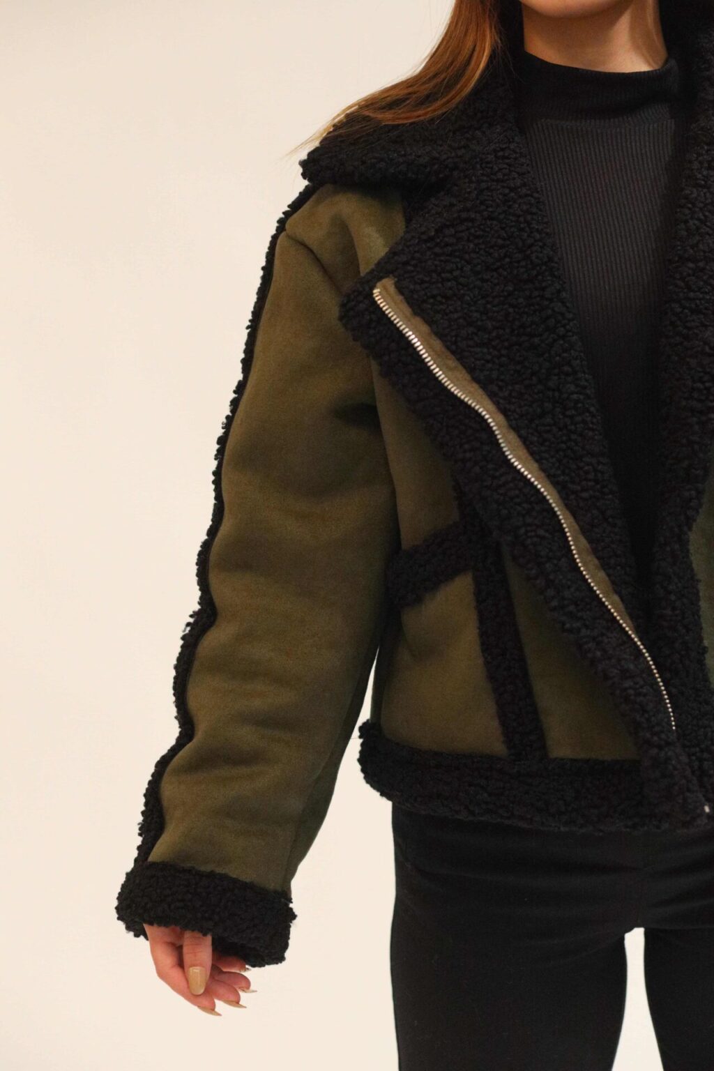 Suede and short fur jacket