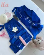 بيجاما CHANEL مخمل نيلي كم و بنطلون