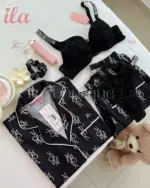 بيجاما فيكتوريا سيكرت حرير اسود SWEET كم و بنطلون