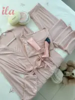 بيجاما قطن 3 قطع توب و روب و بنطلون نود سادة