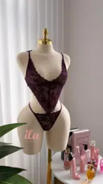 بودي سوت موف غامق دانتيل ONE SIZE