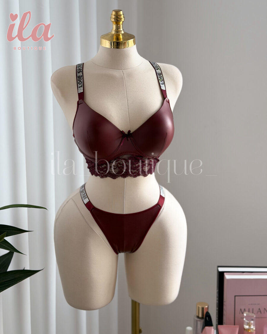 داخلي LOVE SECRET برغندي جلد قطعتين