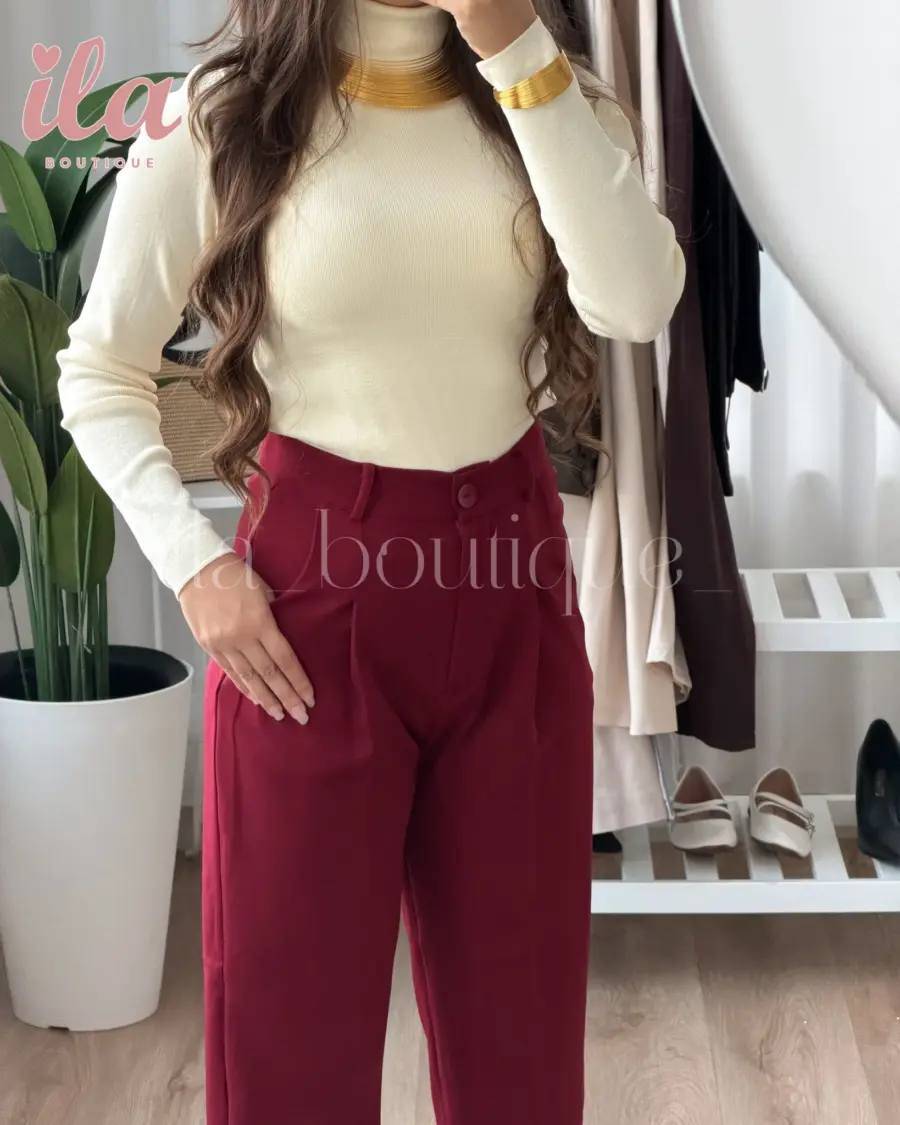بنطلون قماش خمري