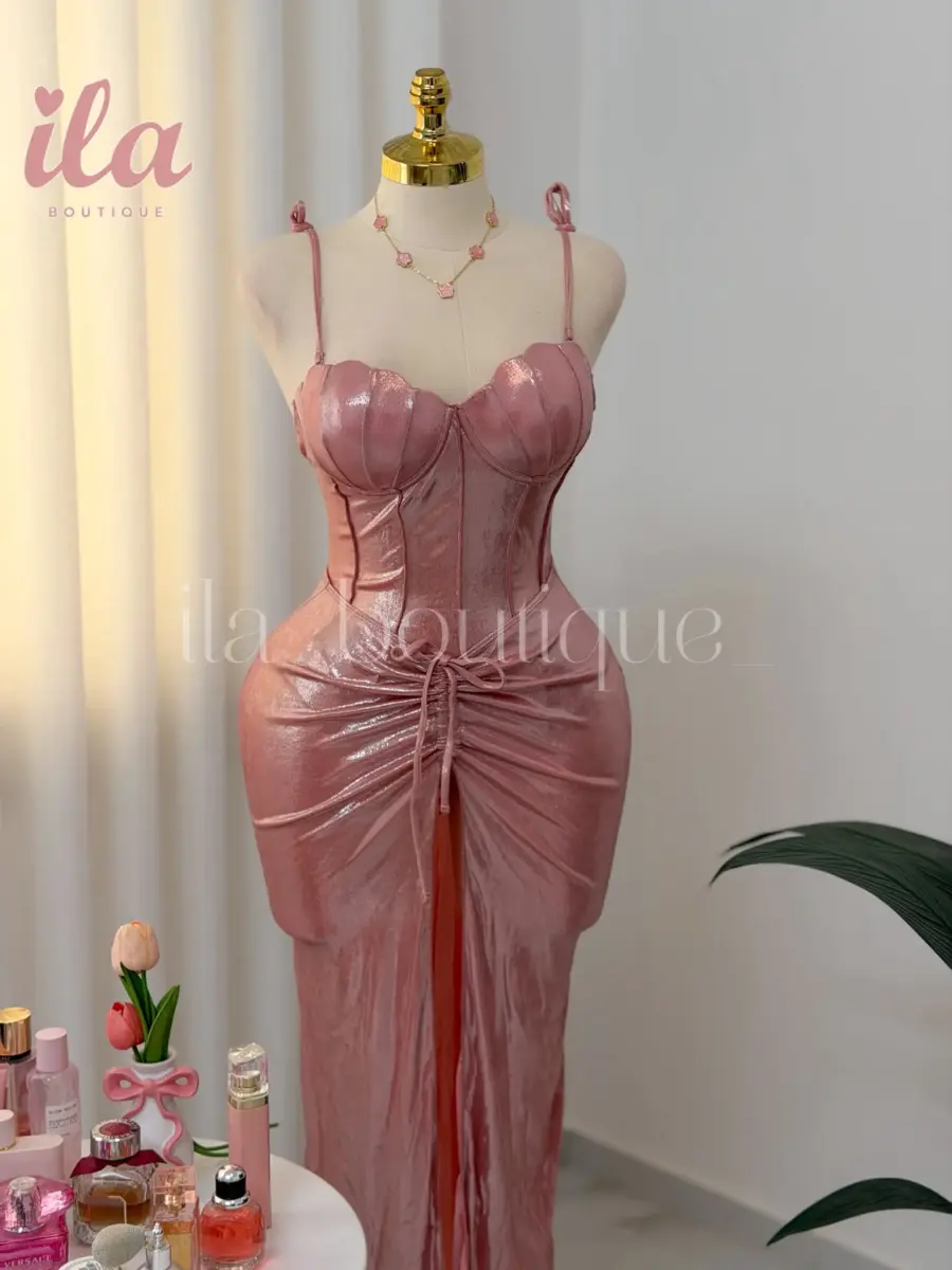 مايوه شيمير زهري مع تنورة للبحر